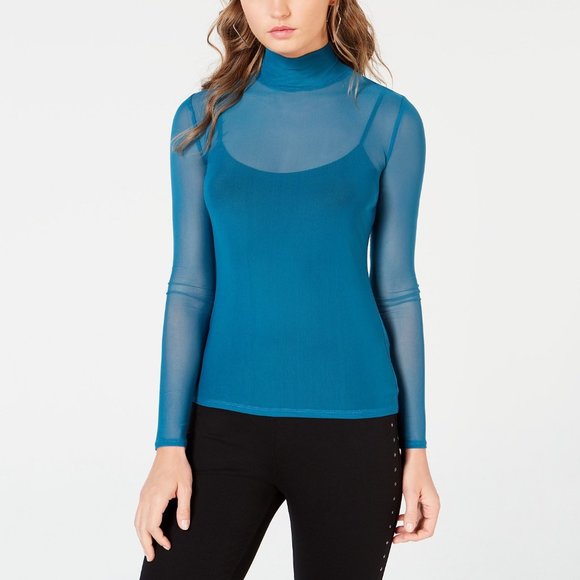 Guess Tops - NWT GUESS Corbin Mesh Mock-Neck Top #AI6